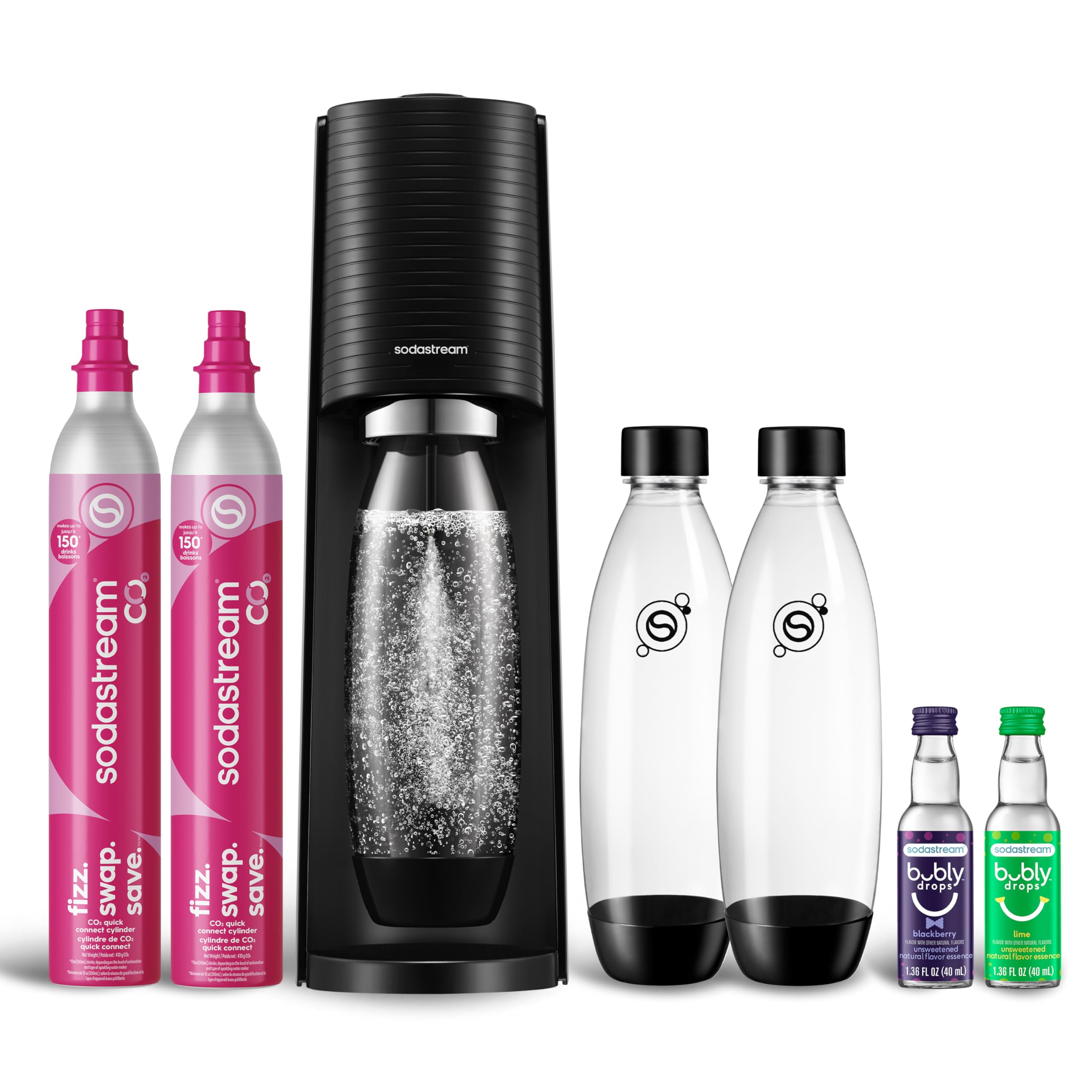 SodaStream Terra Sparkling Water Maker Bundle (Black), with CO2